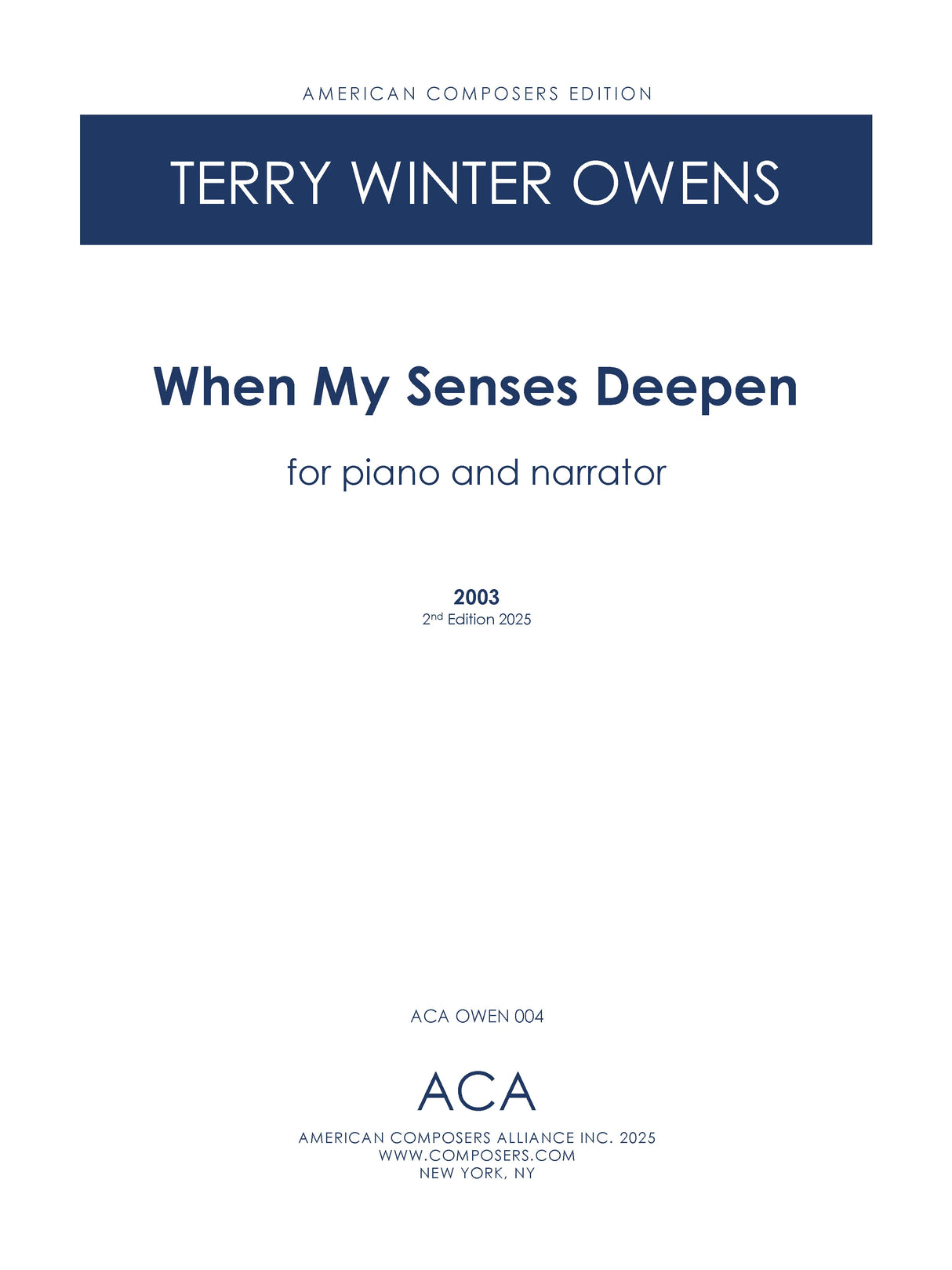 T.W. Owens: When My Senses Deepen