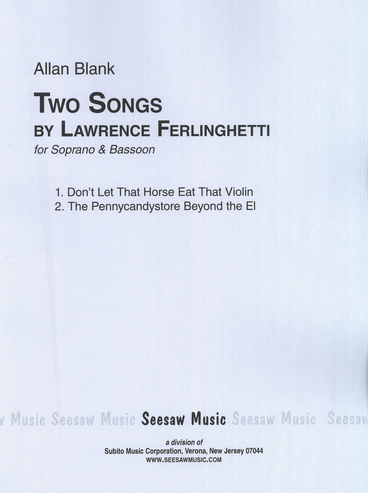 Blank: Two Songs by Ferlinghetti