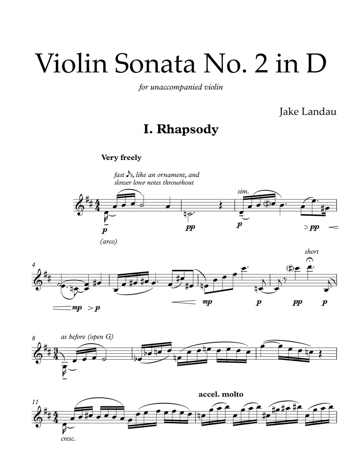 Landau: Violin Sonata No. 2