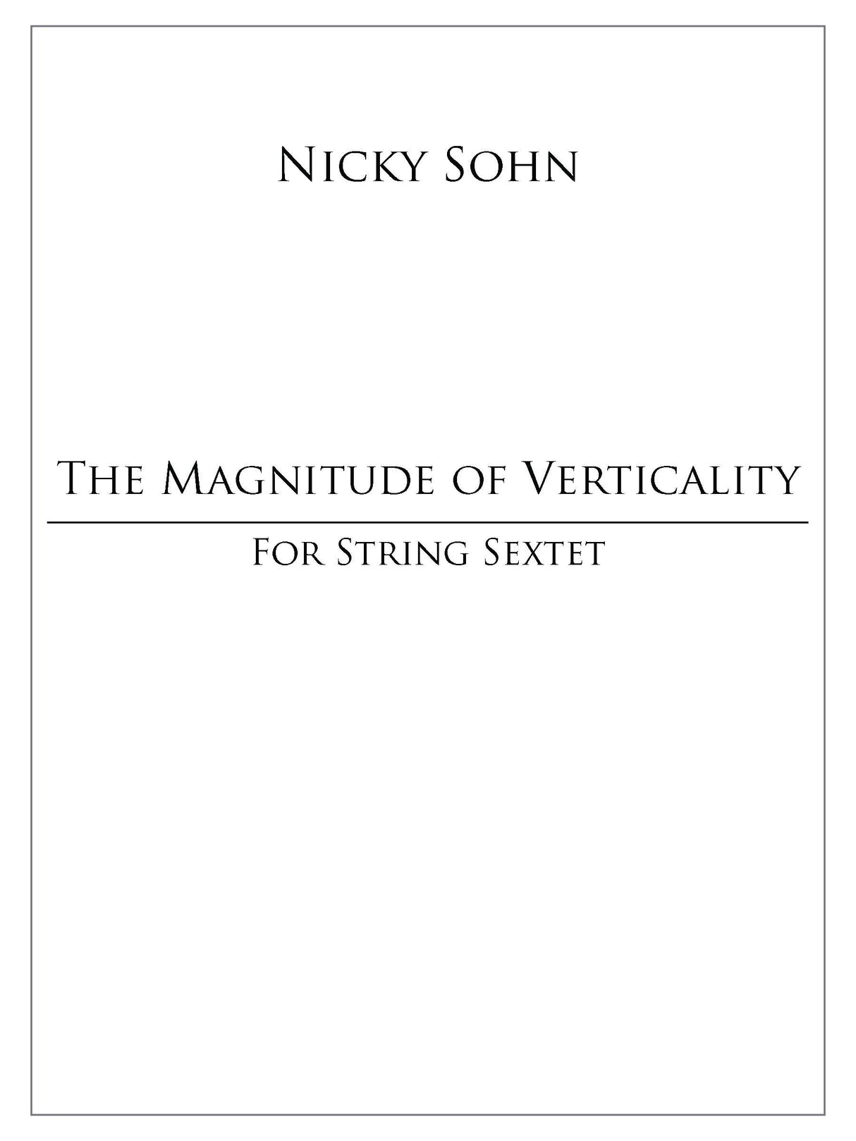 Sohn: The Magnitude of Verticality