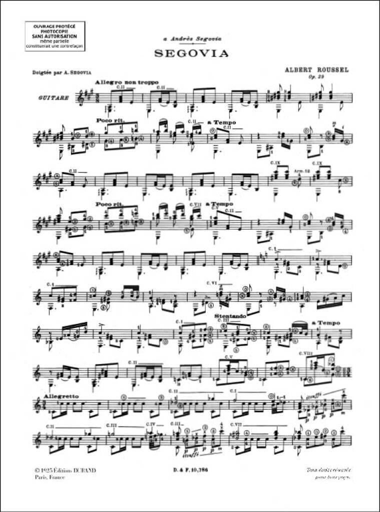 Roussel: Segovia, Op. 29