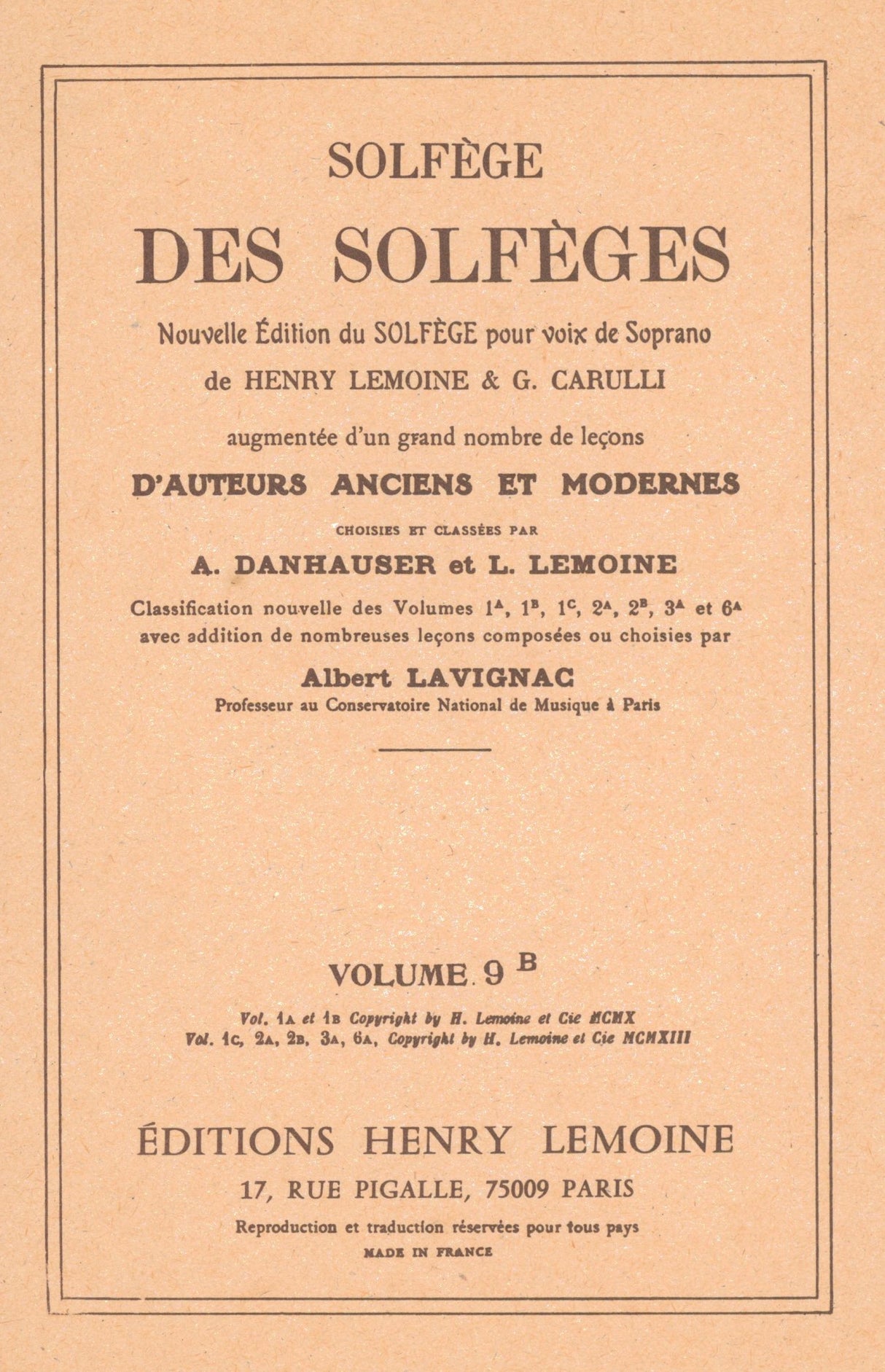 Solfège des Solfèges - Volume 9B