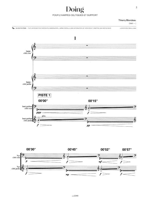 Blondeau: Doing (arr. for 2 harps & audio)