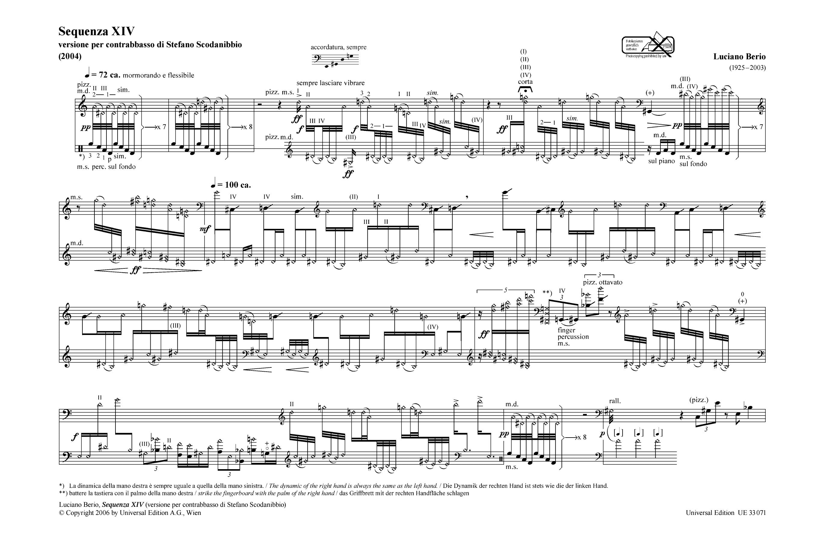 Berio: Sequenza XIVb – Ficks Music