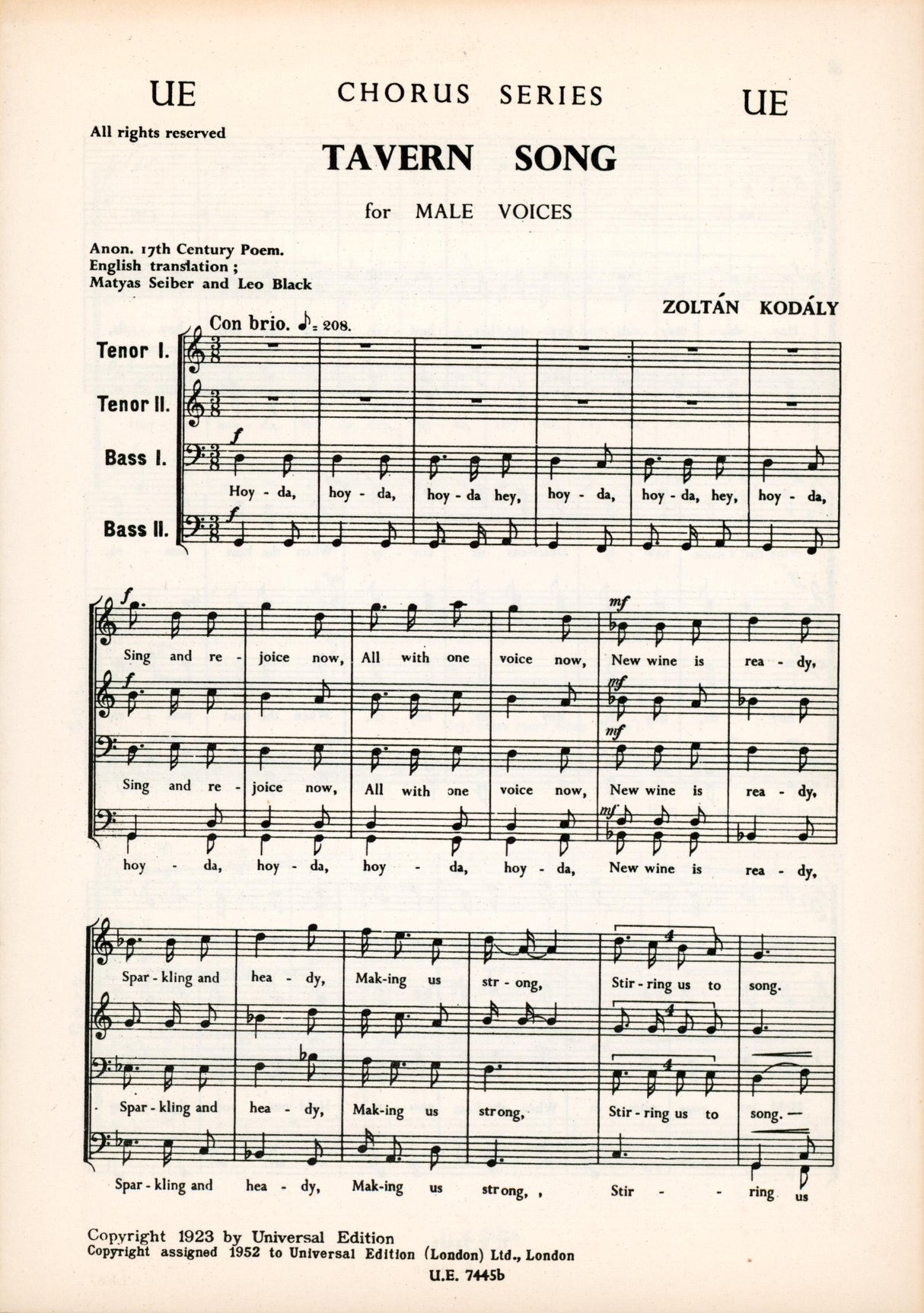 Kodály: Drinking Fellow