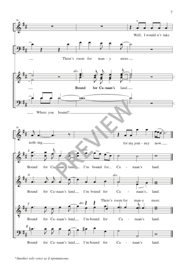 Bound for Canaan's Land (arr. for SATB)
