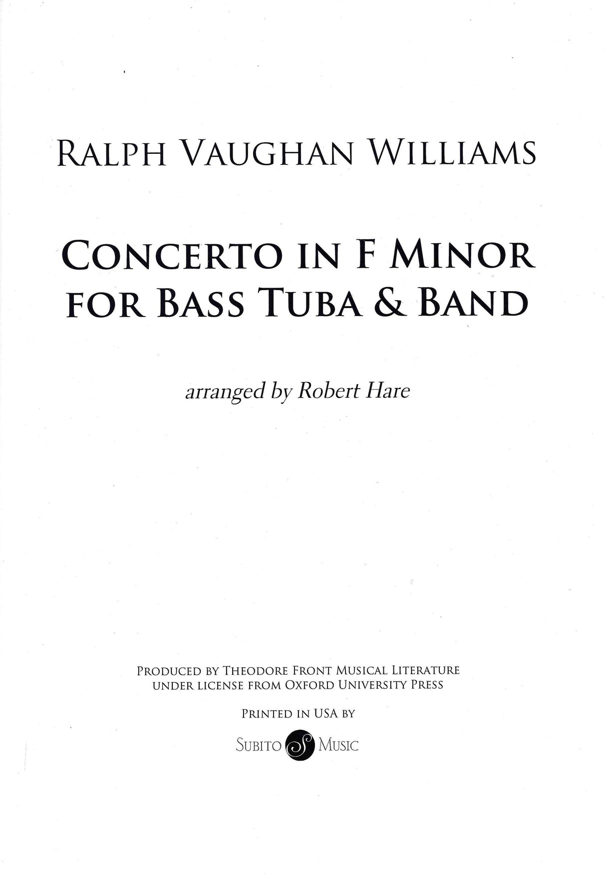 Vaughan Williams: Concerto in F Minor for Bass Tuba & Band