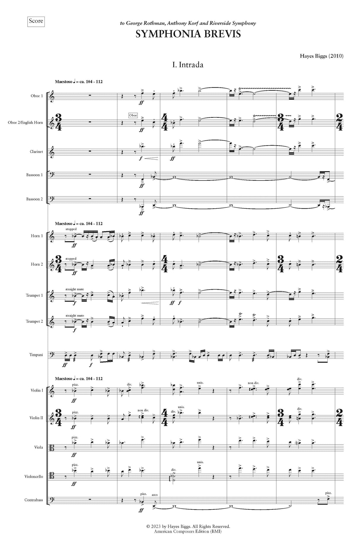 H. Biggs: Symphonia brevis