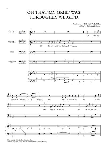 Purcell: Oh that my grief was throughly weigh'd