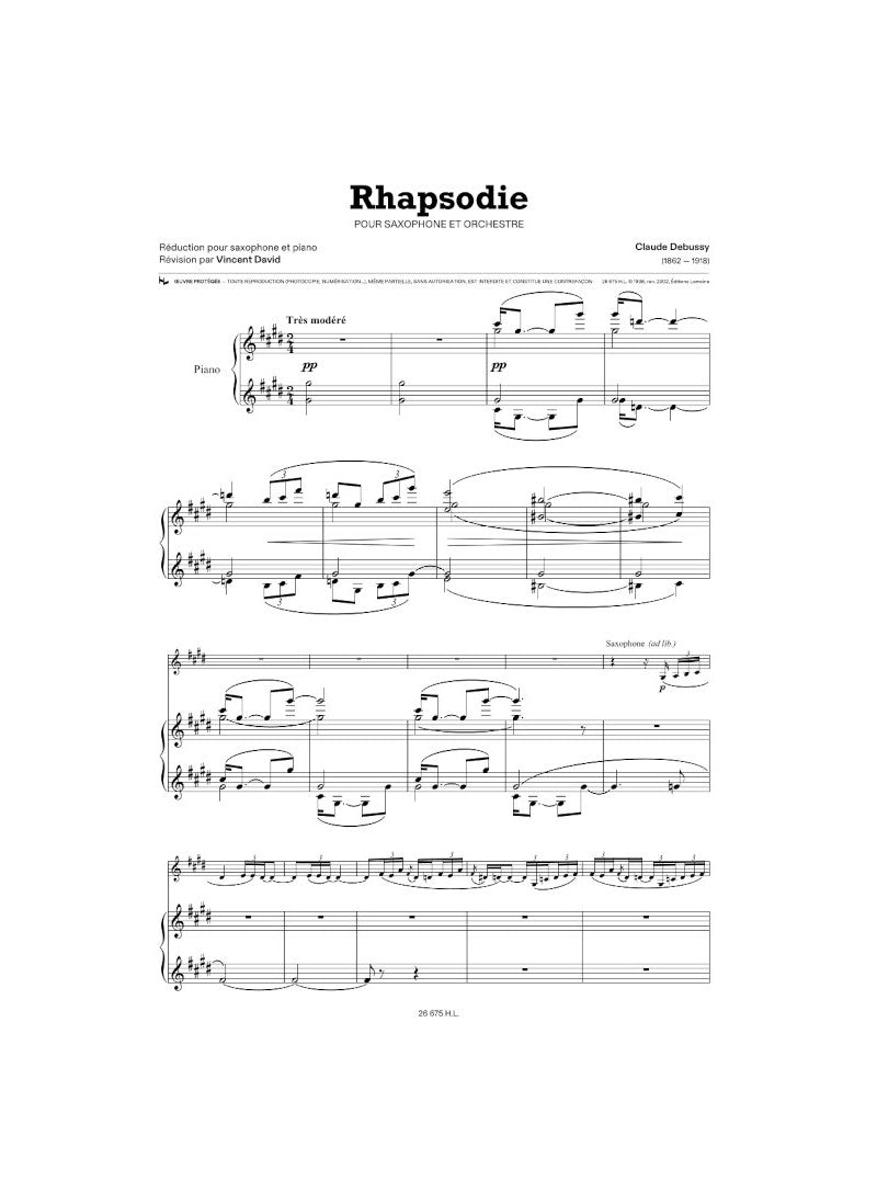 Debussy: Rhapsody for Alto Saxophone