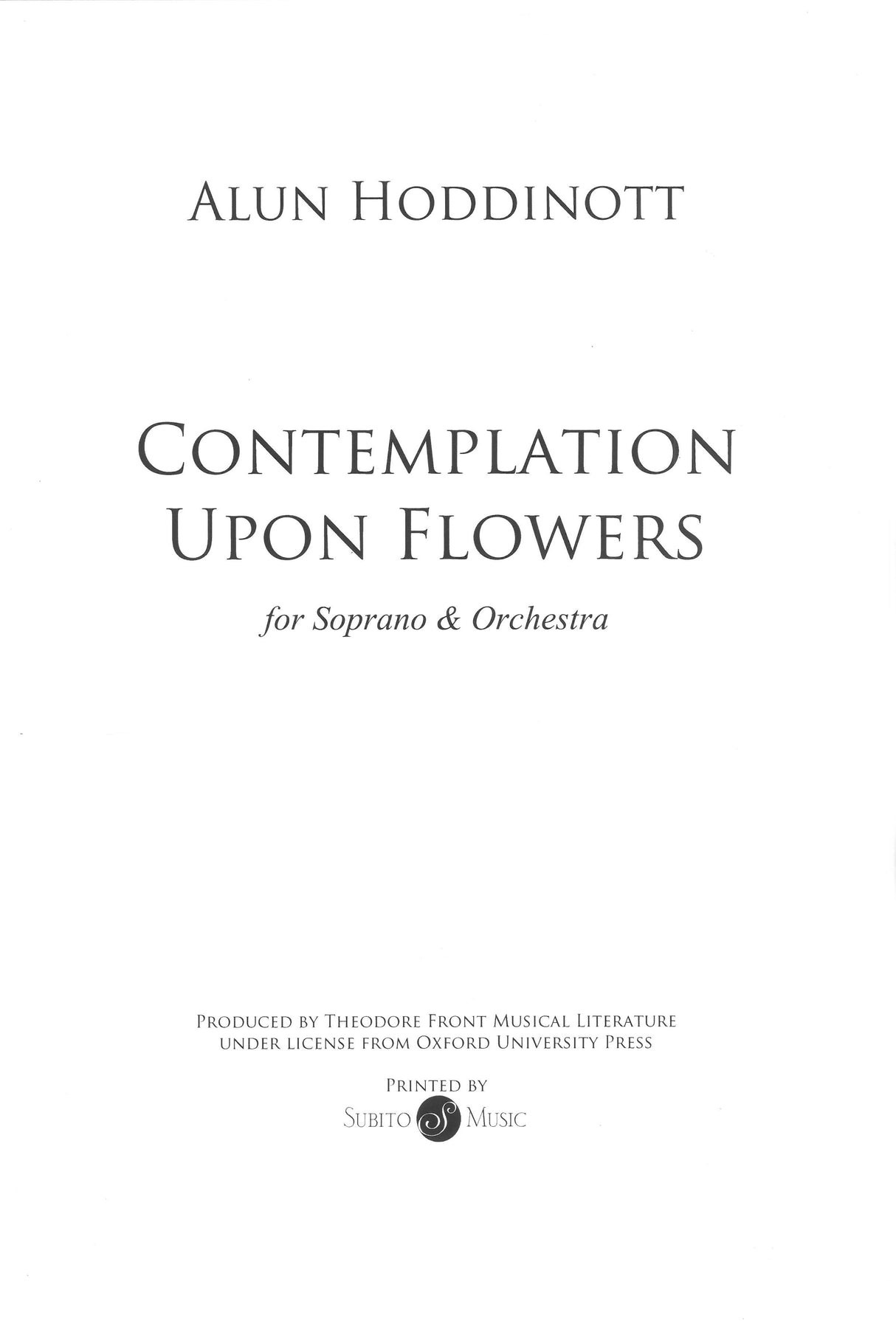 Hoddinott: A Contemplation Upon Flowers, Op. 90