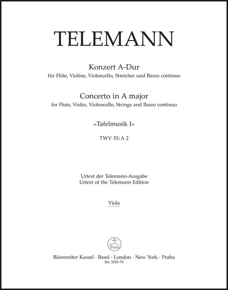 Telemann: Concerto for Flute, Violin, Cello, Strings and Basso continuo in A Major, TWV 53:A2