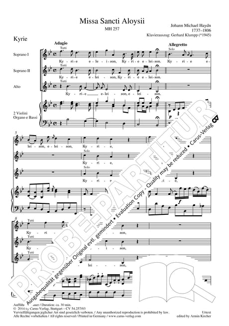 M. Haydn: Missa Sancti Aloysii, MH 257