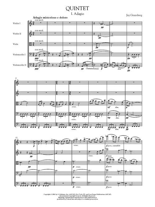 Greenberg: Quintet for Strings