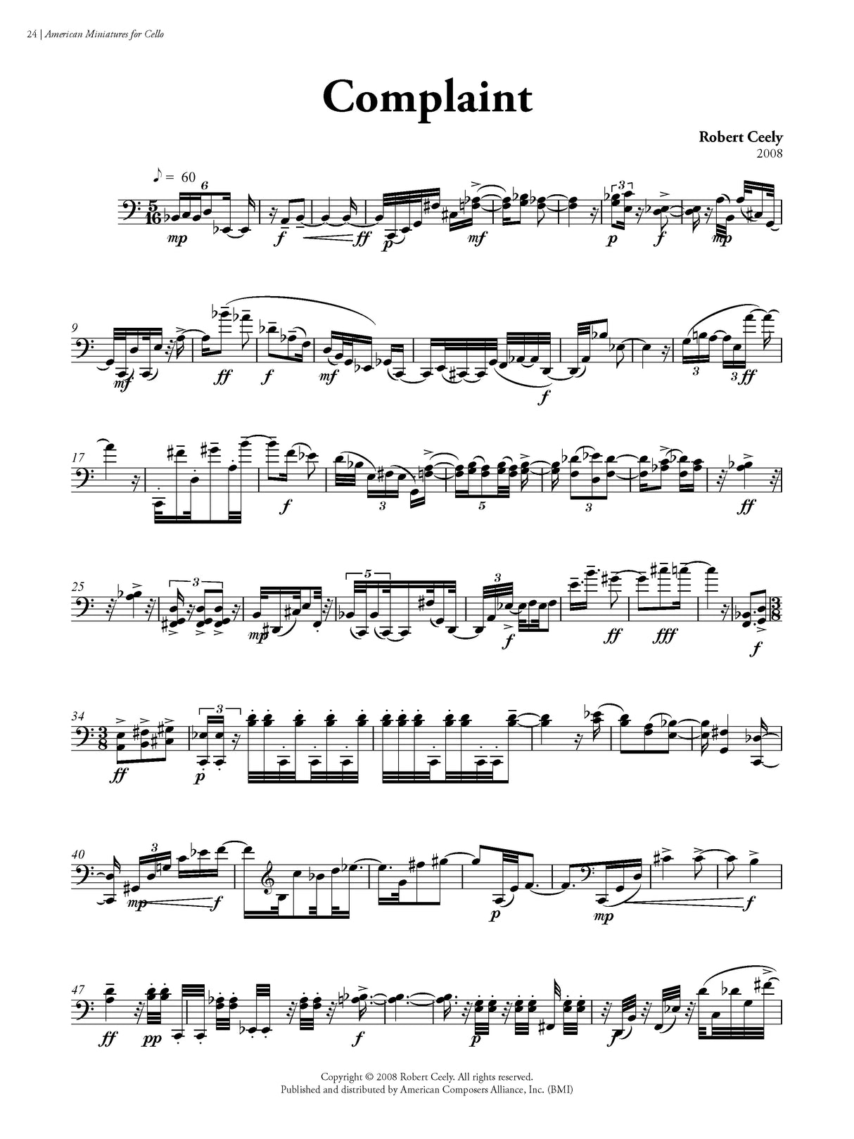 American Miniatures for Cello