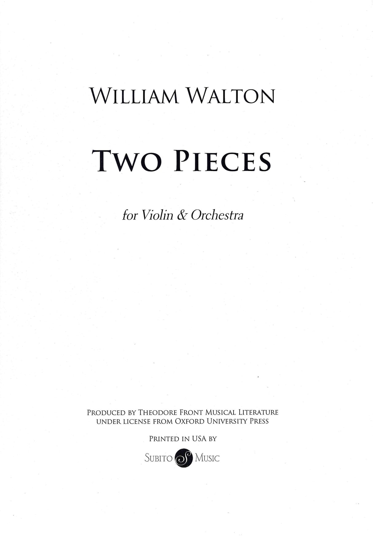Walton: 2 Pieces (arr. for violin & orchestra)