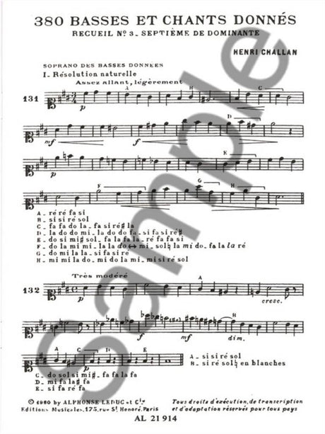 Challan: Basses et Chants Donnés - 3b (Septième de Dominante)