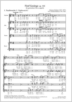 Brahms: 5 Gesänge, Op. 104
