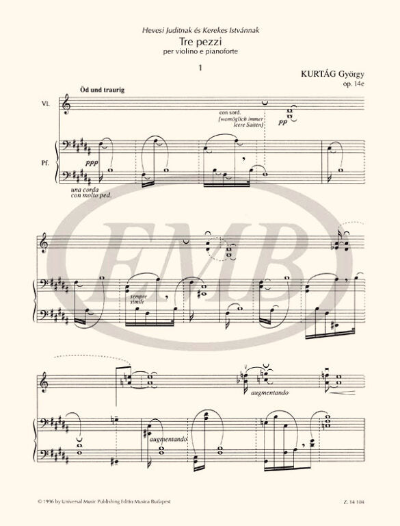 Kurtág: Tre Pezzi, Op. 14e