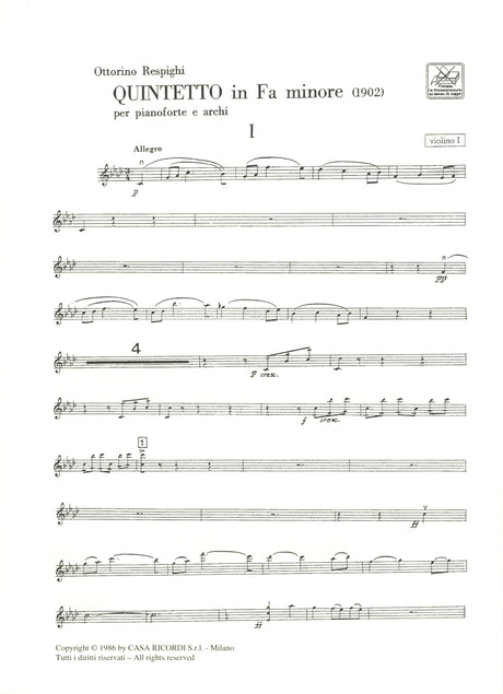 Respighi: Piano Quintet in F Minor