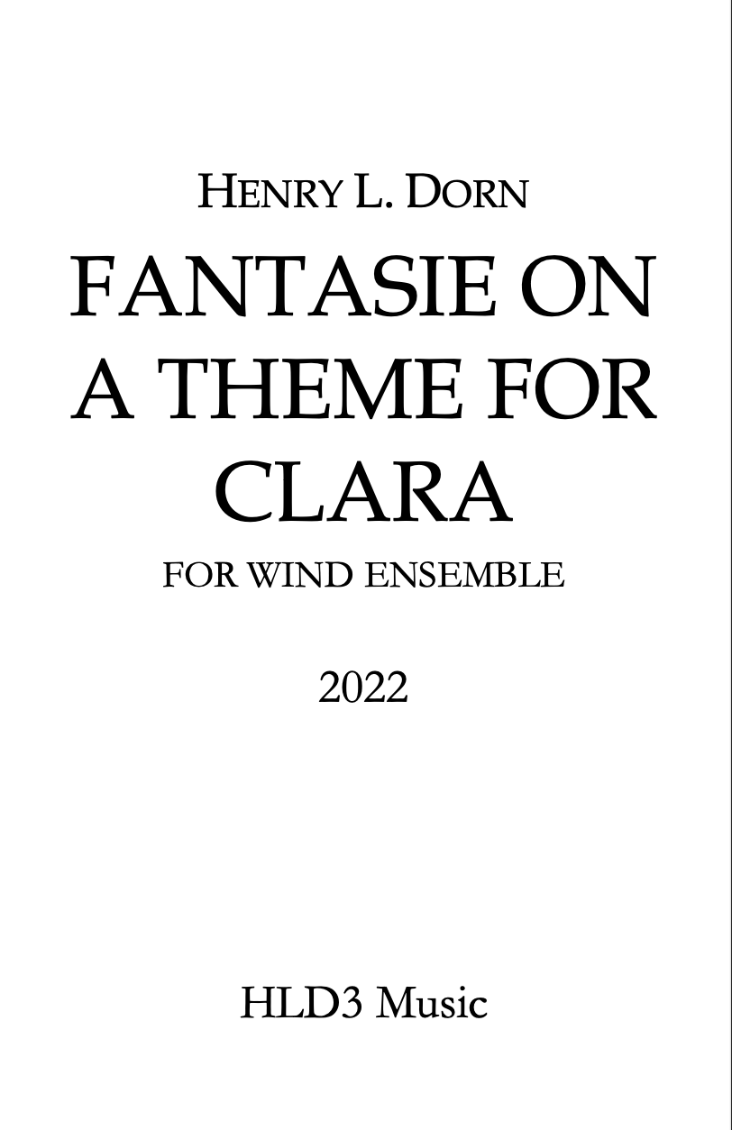 Dorn: Fantasie On A Theme for Clara