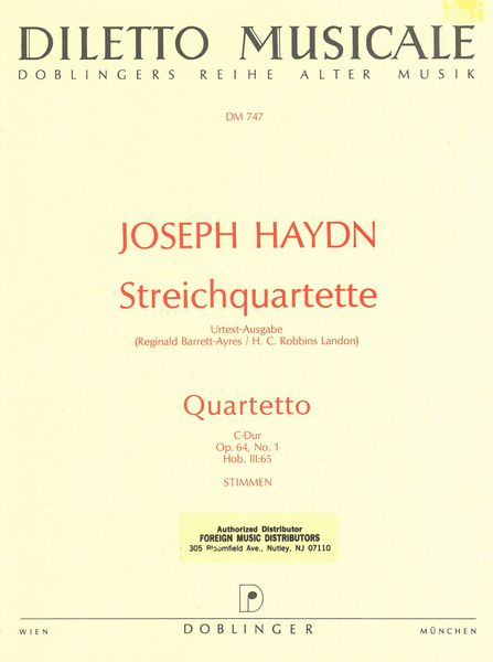 Haydn: String Quartet in C Major, Hob. III:65, Op. 64, No. 1