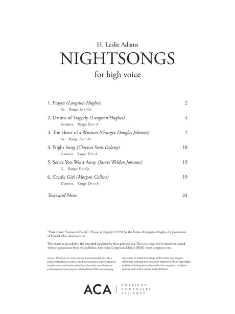 Adams: Nightsongs