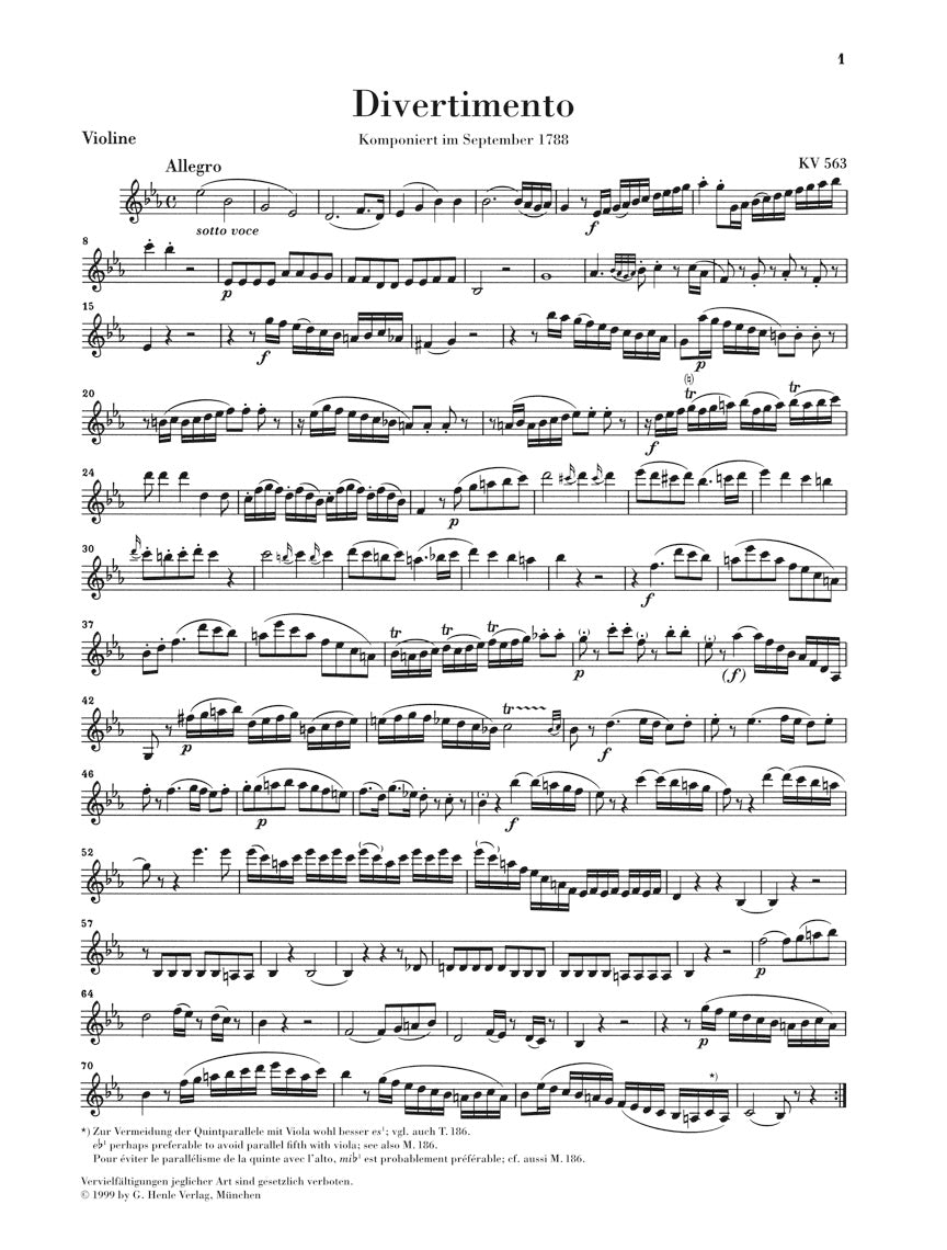 Mozart: String Trio in E-flat Major, K. 563