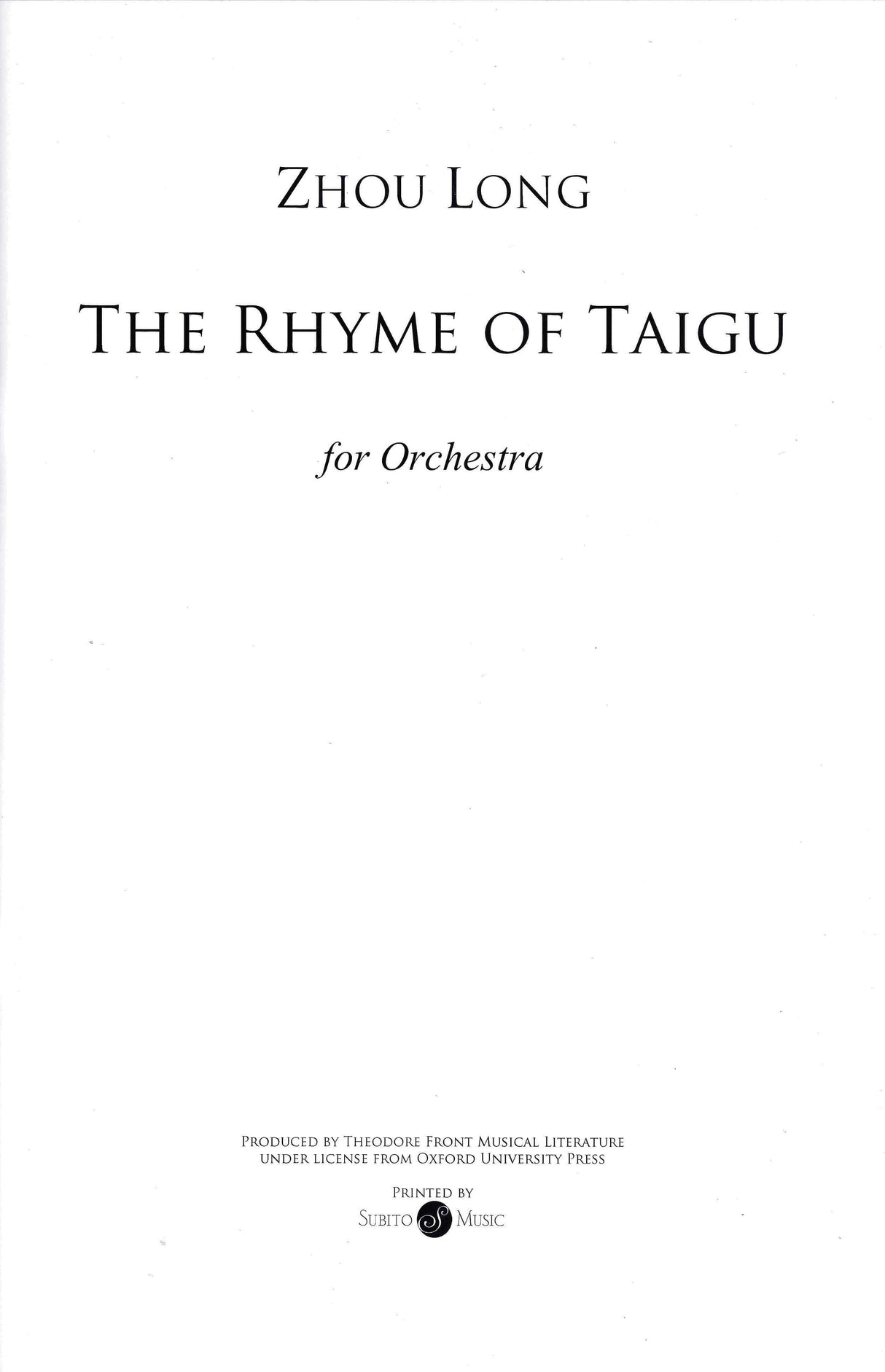 Zhou Long: The Rhyme of Taigu