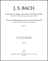 Bach: Gleichwie der Regen and Schnee vom Himmel fällt, BWV 18