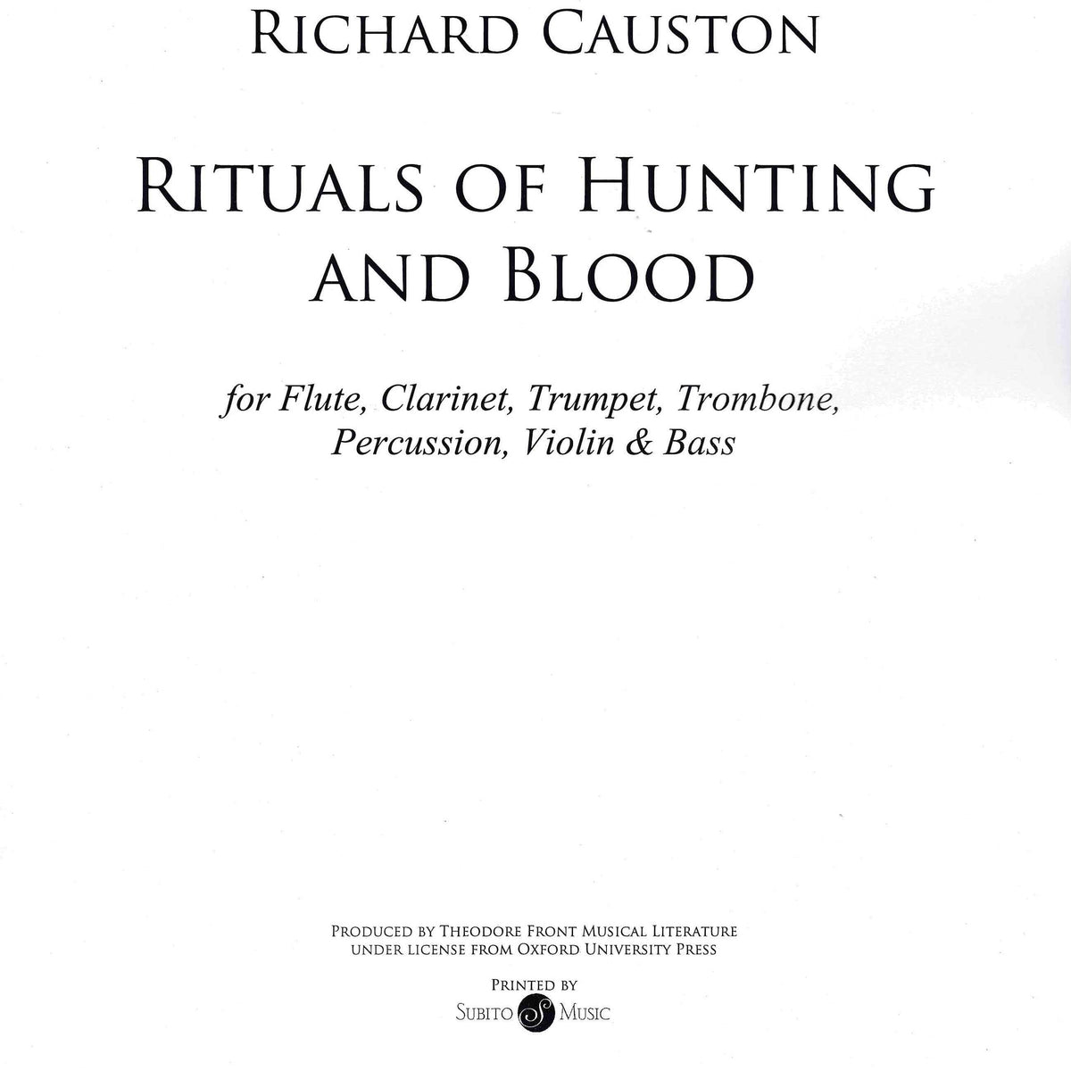 Causton: Rituals of Hunting and Blooding – Ficks Music