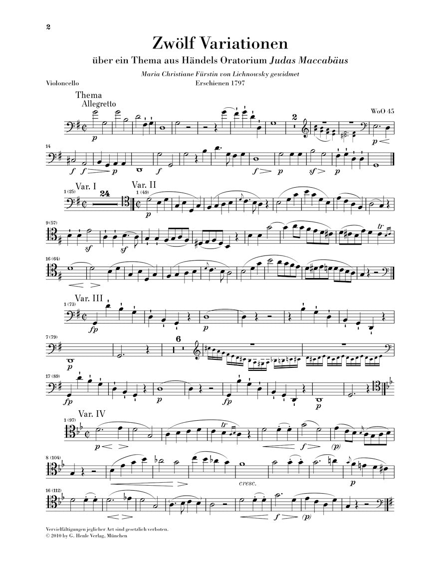 Beethoven: Variations for Cello and Piano – Ficks Music