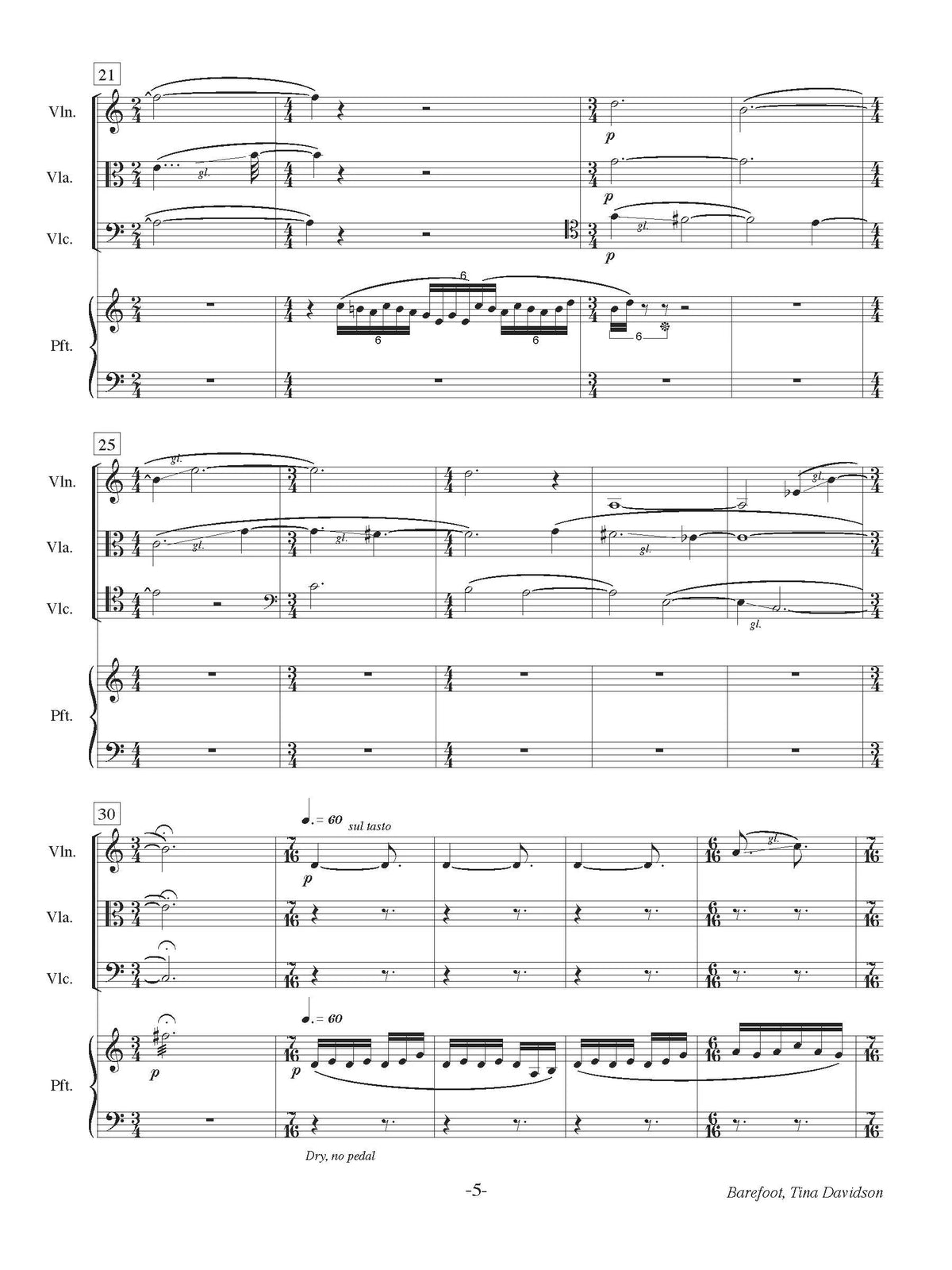 Davidson: Barefoot (Version for Piano Quartet)