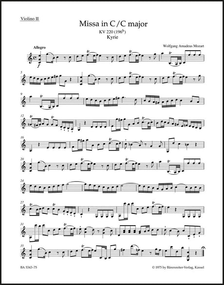 Mozart: Missa in C Major, K. 220 (196b)