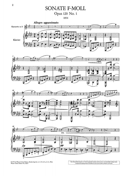 Brahms: Clarinet Sonata in F Minor, Op. 120, No. 1