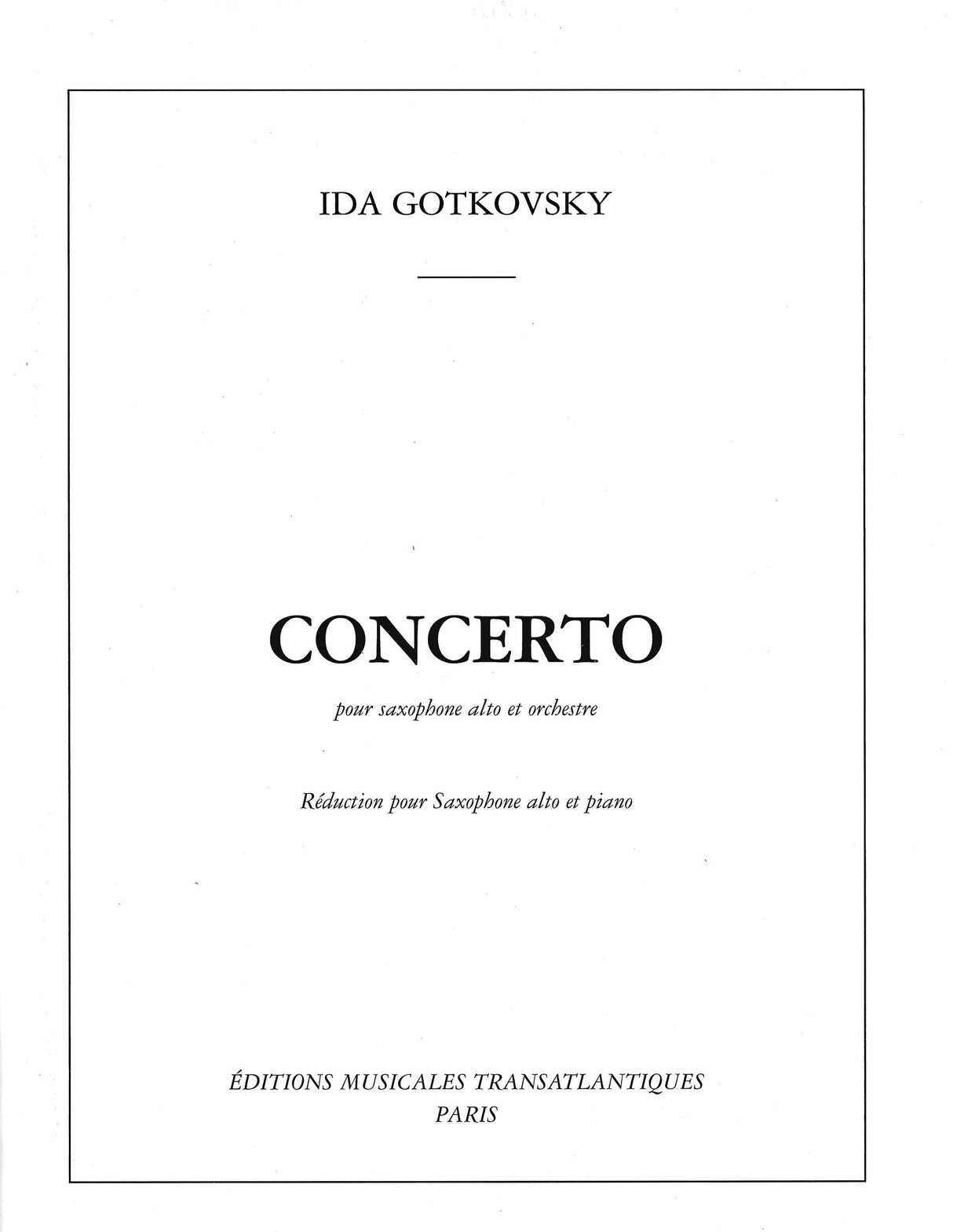 Gotkovsky: Alto Saxophone Concerto