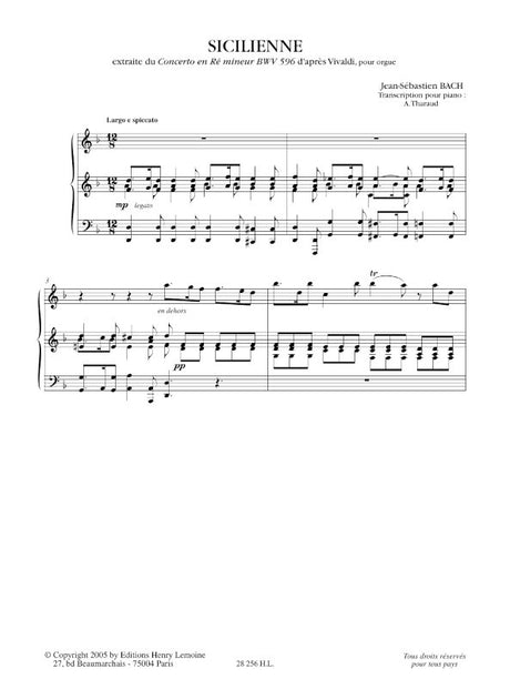 Bach: Sicilienne from Concerto, BWV 596 (arr. for piano)
