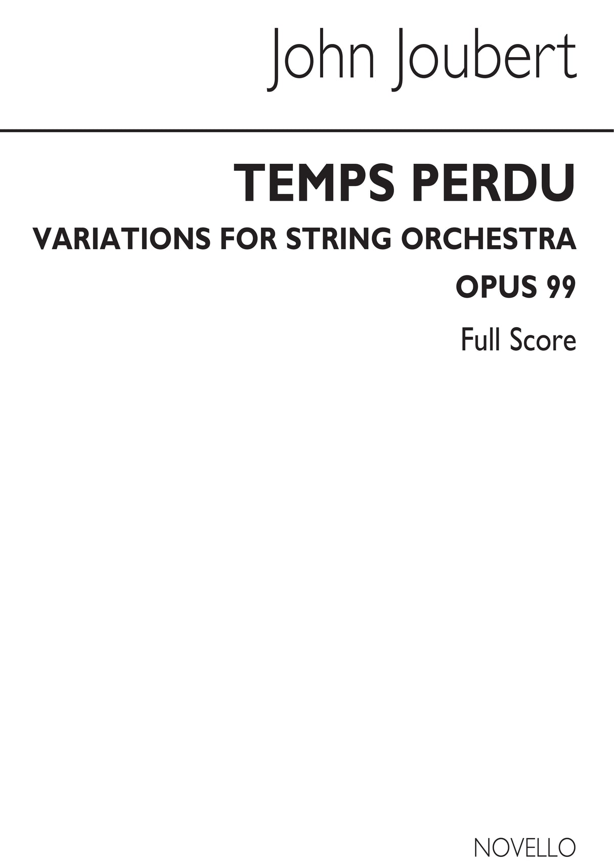 Joubert: Temps Perdu, Op. 99