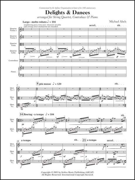 Abels: Delights & Dances (Version for String Quartet & Piano)