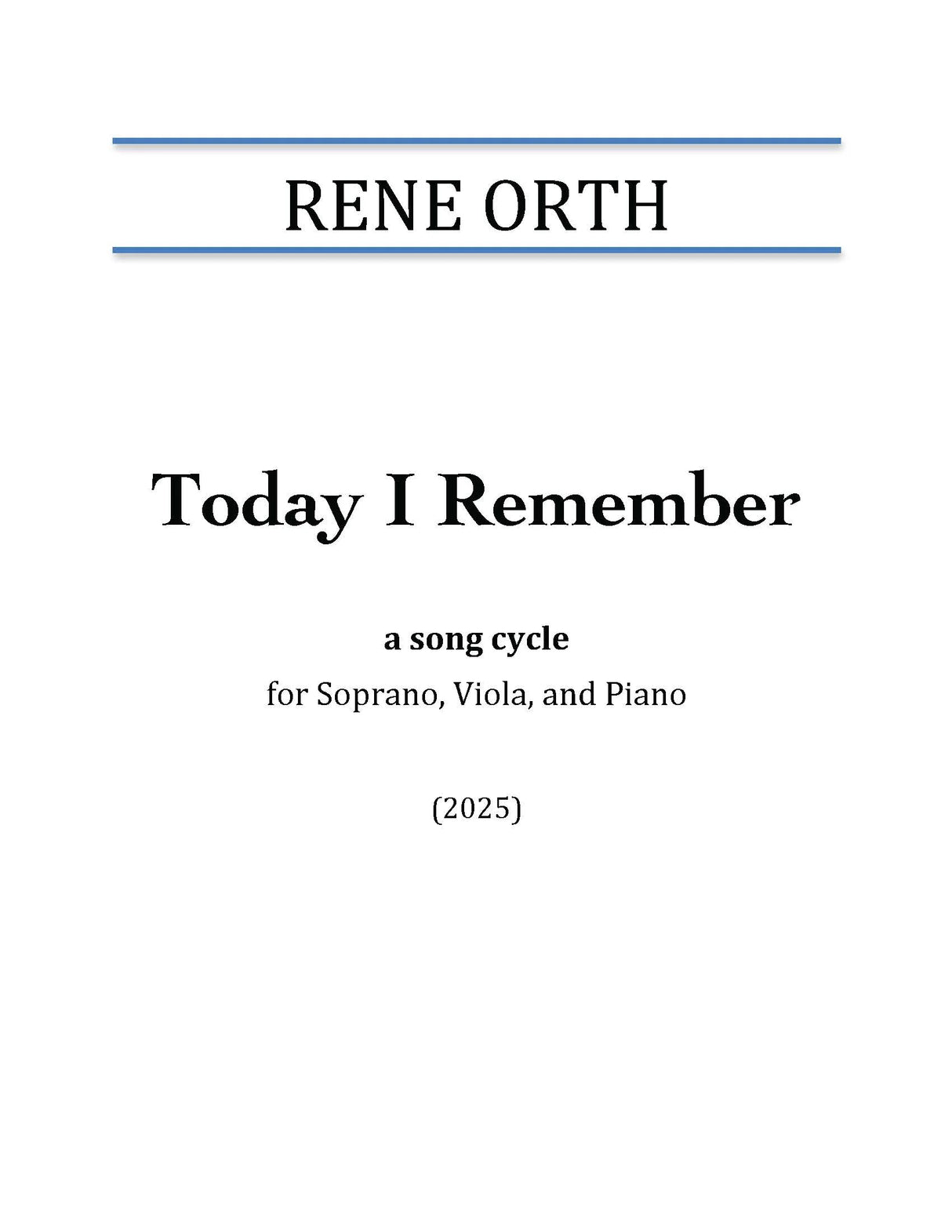 Orth: Today I Remember