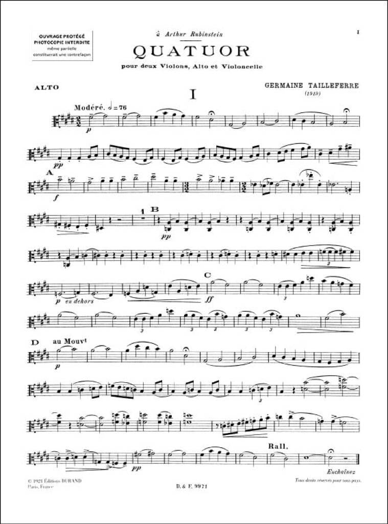 Tailleferre: Quatuor à Cordes