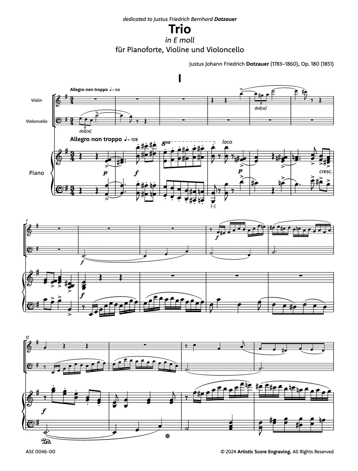 Dotzauer: Piano Trio in E Minor, Op. 180