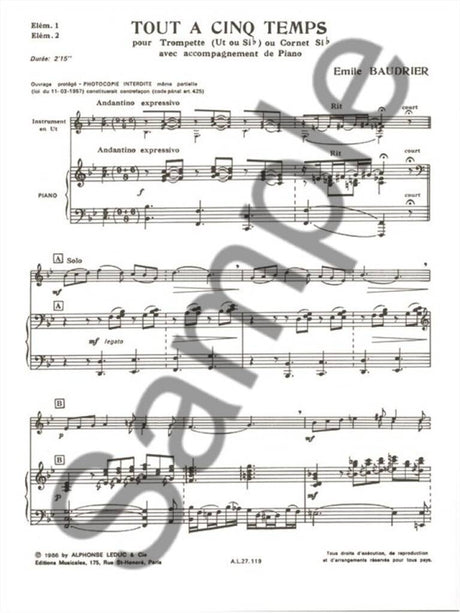 Baudrier: Tout à cinq Temps