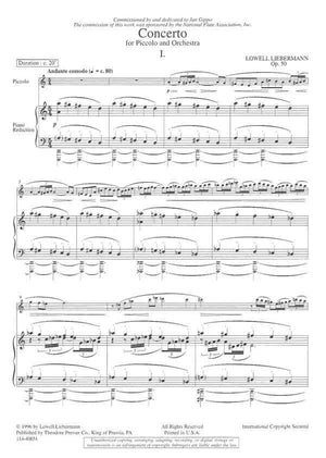 Liebermann: Piccolo Concerto, Op. 50