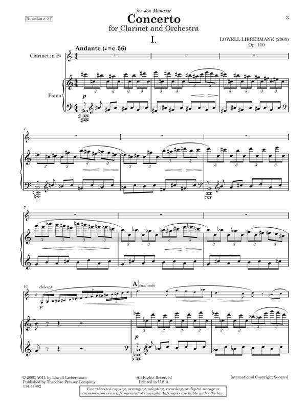 Liebermann: Clarinet Concerto, Op. 110