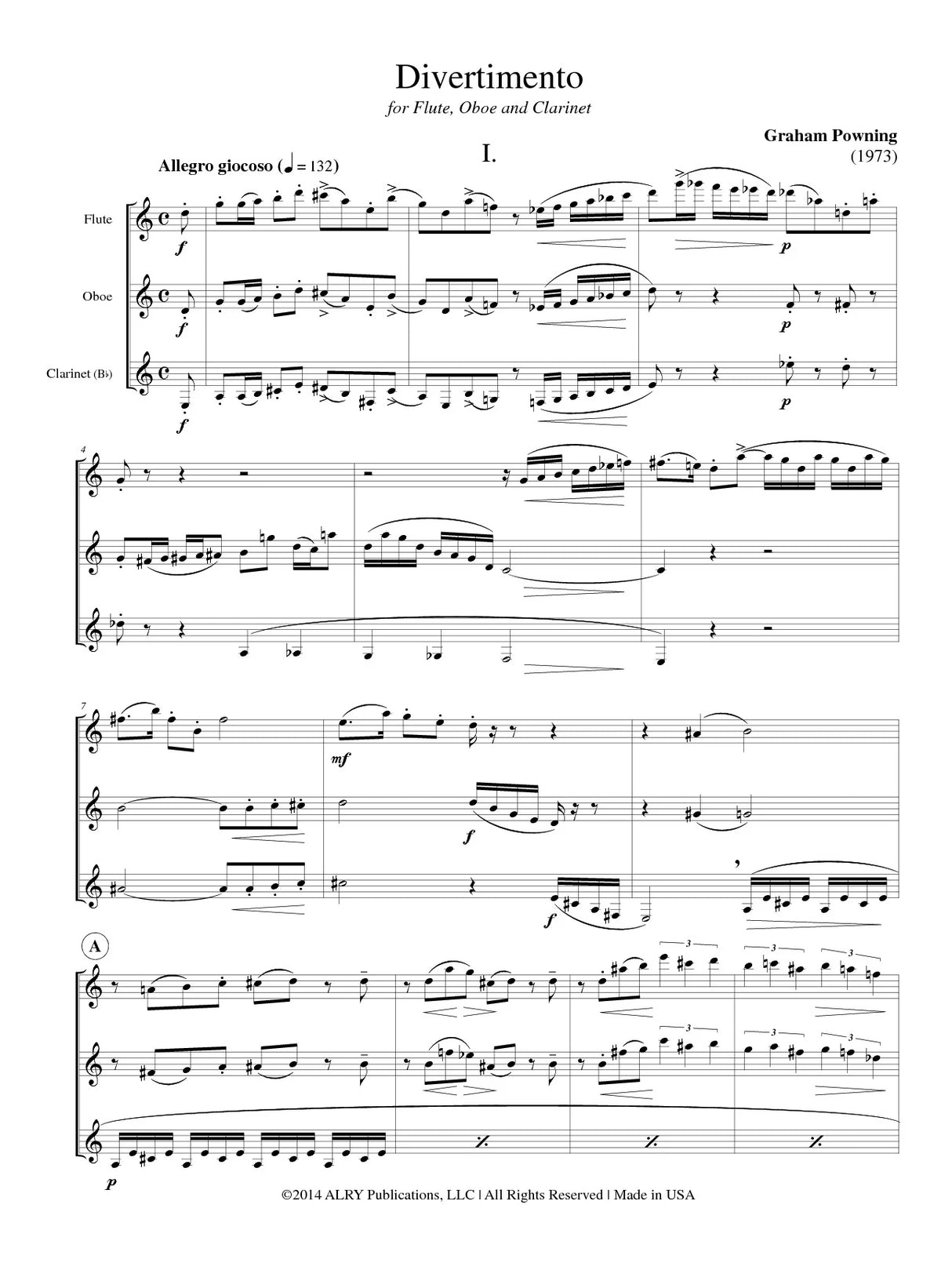 Powning: Divertimento for Flute, Oboe, and Clarinet