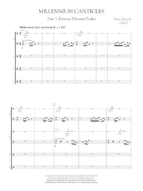 Mazzoli: Millennium Canticles (for percussion quartet)