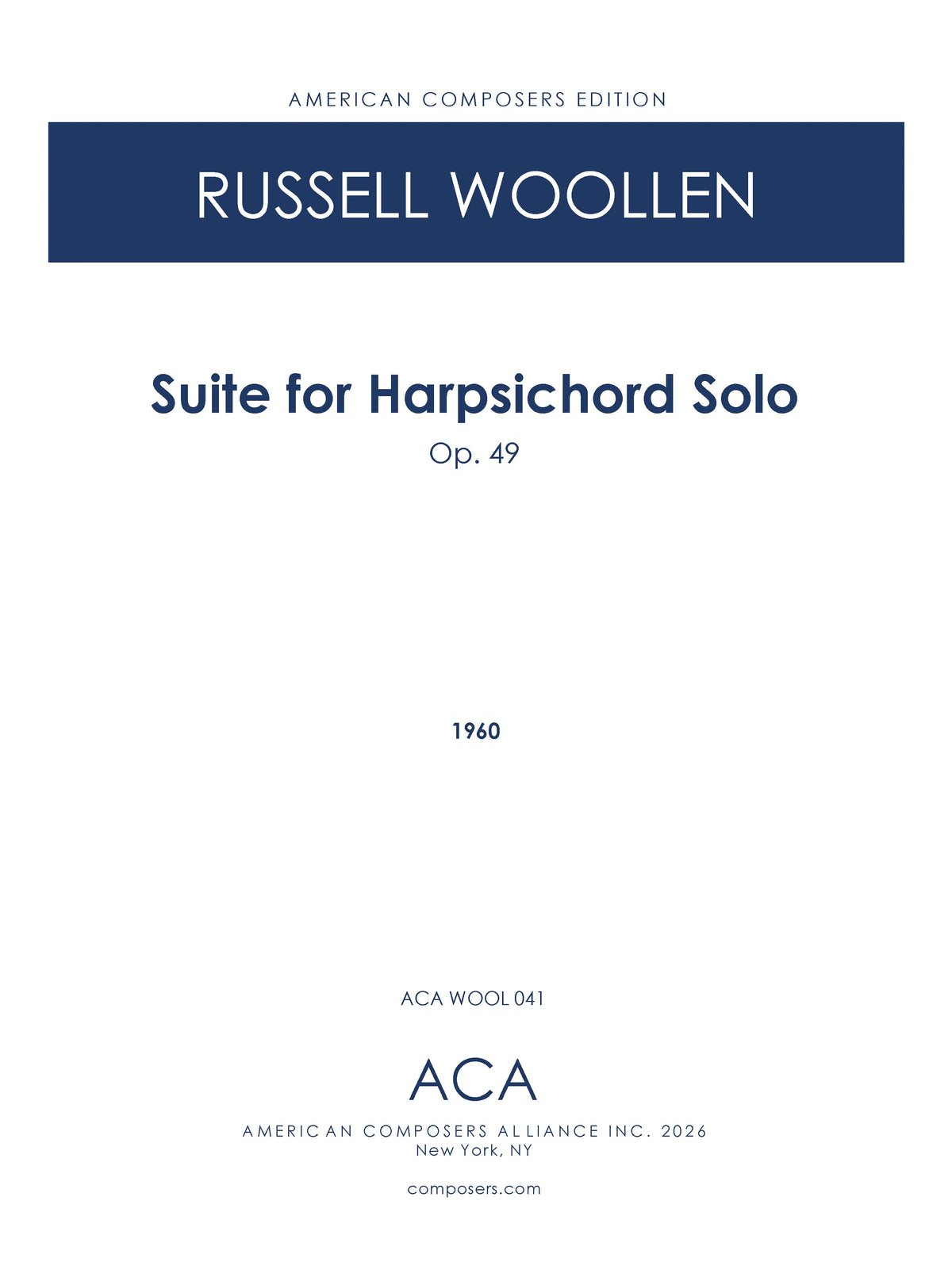 Woollen: Suite for Harpischord, Op. 49