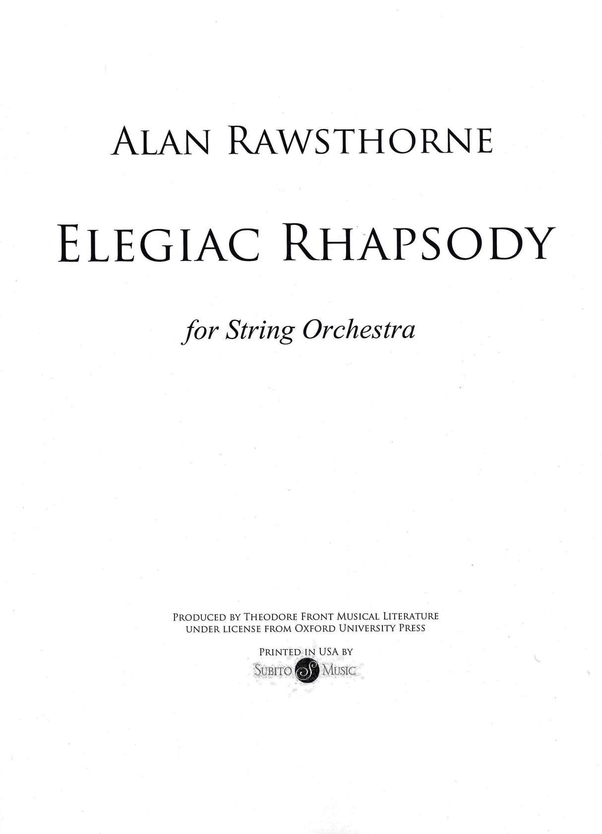Rawsthorne: Elegiac Rhapsody
