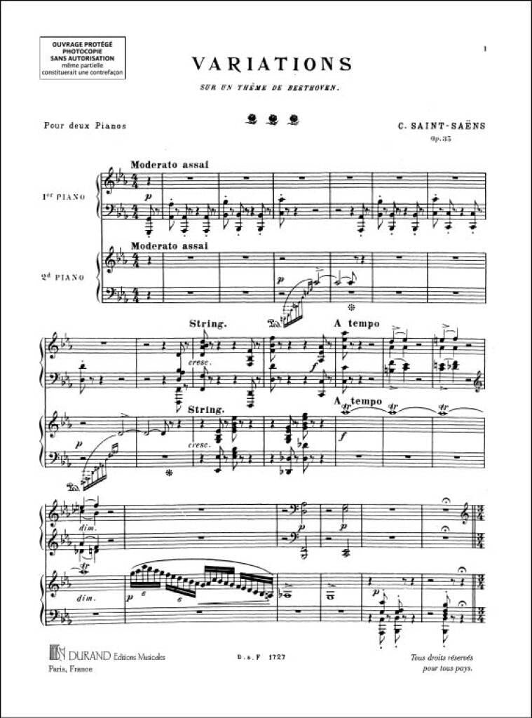 Saint-Saëns: Variations on a Theme of Beethoven, Op. 35